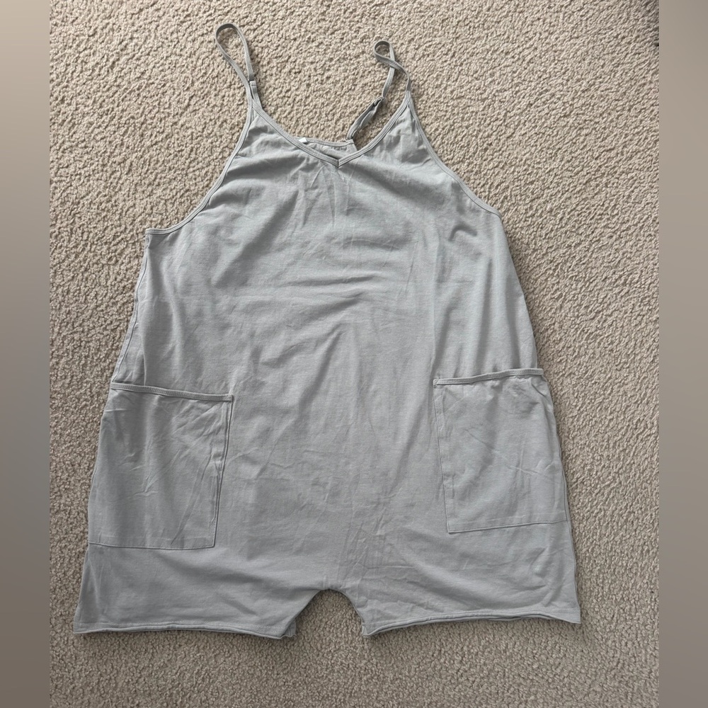 Tan Sleeveless Romper with Pockets
